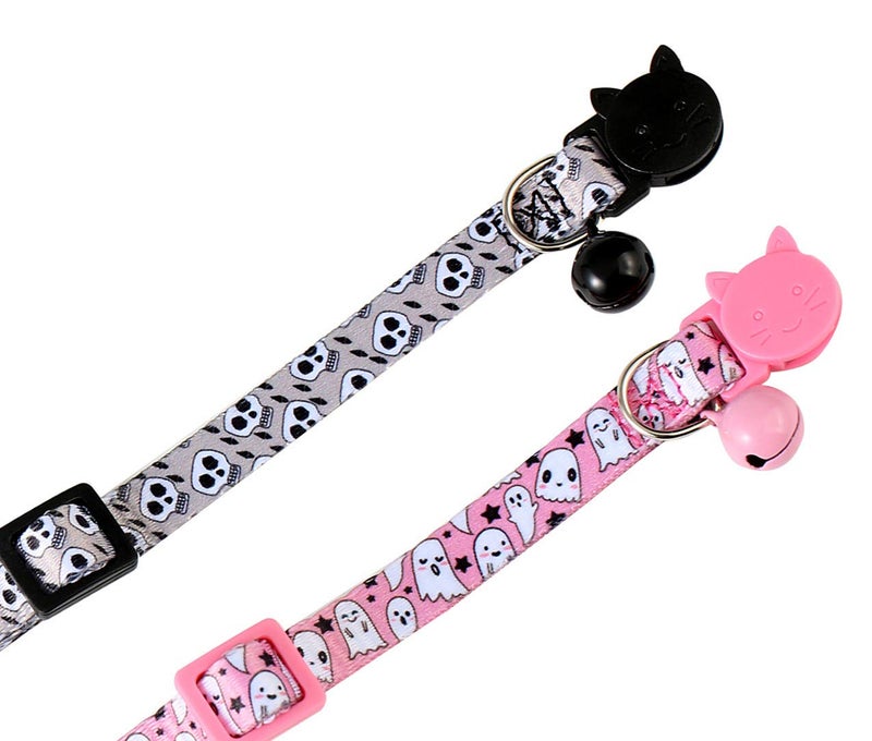 BoomBone 2 Pack Skull Cat Collar,Breakaway Kitten Collars with Bell for Halloween - Image 2